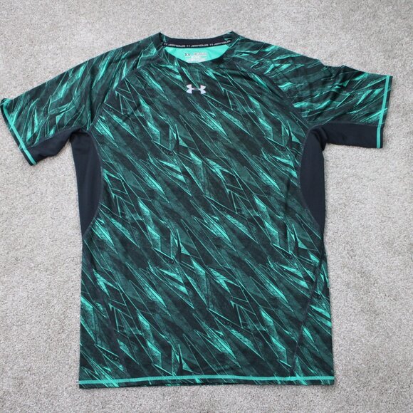 Under Armour Shirt Mens 2XL XXL Green UA Rattlesnake Compression Heatgear S/S - Picture 1 of 12